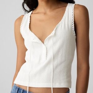 Gap × DÔEN Pointelle Tank Top, White, Medium
